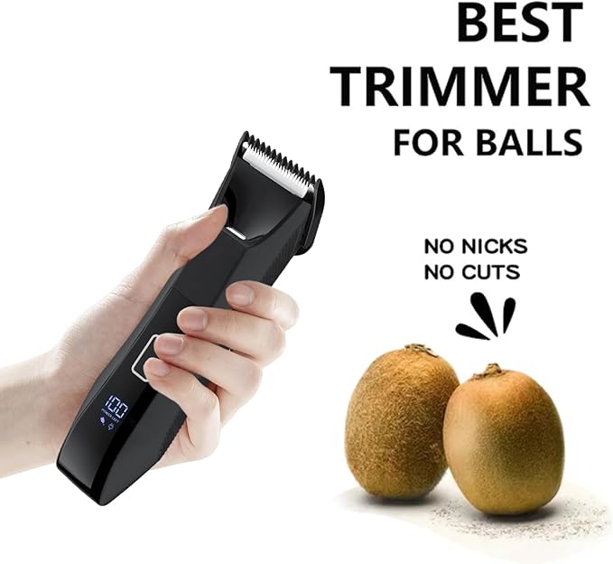 Manscaper Trimmer for Men, 2-in-1 Ball & Body Hair Groomer - Pubic & Groin Hair Shaver with Dual-Head, No-Nick Shaving, Smooth Grooming - Lightweight, Travel Lock, IPX7 Waterproof & LED Display