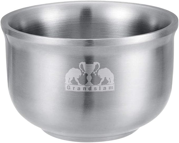 Grandslam Shaving Soap Bowl, 304 Heavy Duty Stainless Steel Shaving Lather Bowl for Men, Double Layer Heat Preservation, Create Rich Shaving Cream and Keep Your Lather Warm