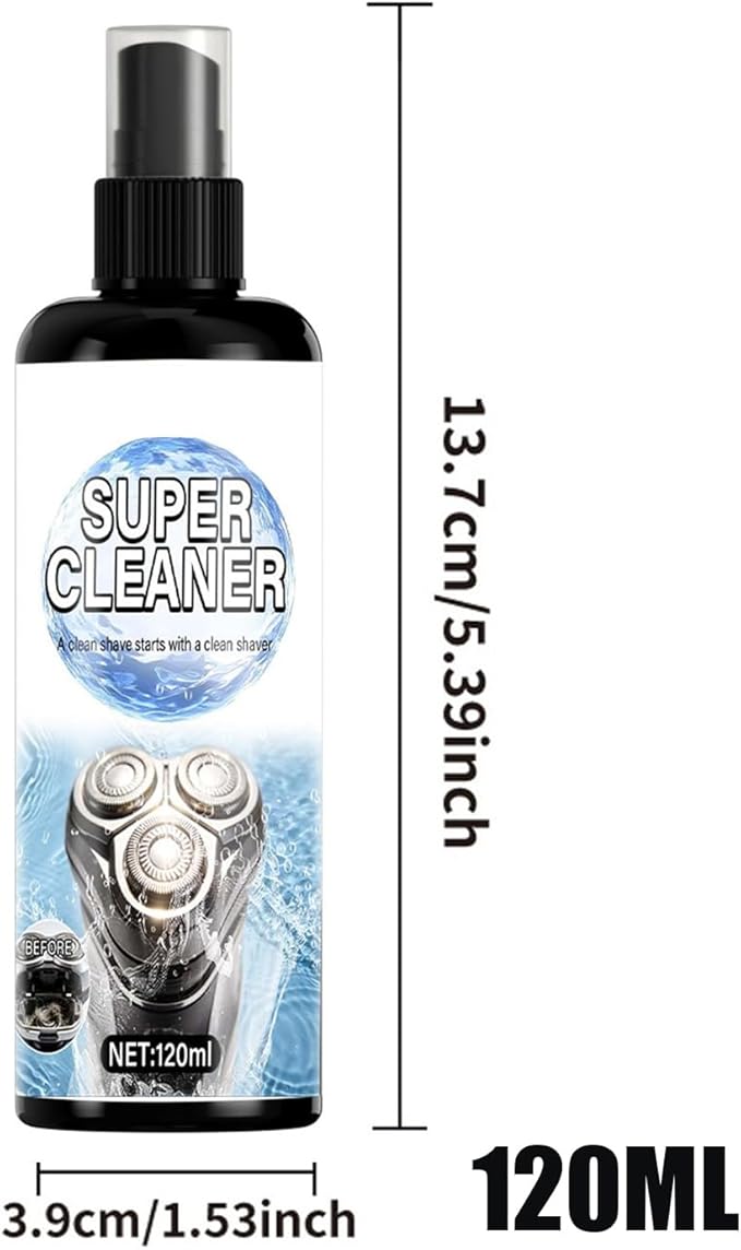 Electric Shaver Cleaner - 120ml Trimmer Care Spray | Optimal 3 Step Longevity Washing Care Spray For Shaver With Brush For Home Barber Bathroom Shower Dormitory Apartment