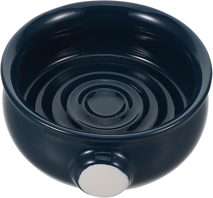 VICASKY Ceramic Shaving Soap Bowl Navy Spiral Design for Men Shaving Mug Container Fast Lathering Shave Cream Dish Suitable for Home Travel and Barber Use