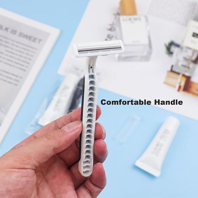 Disposable Razors in Bulk Pack of 30,Black Disposable Shaving Razors Individual Wrapped Twin Blade Bulk Disposable Razors with Clear Cap and 10g Shaving Cream for Homeless,Hotel,Travel,Charity,Shelter