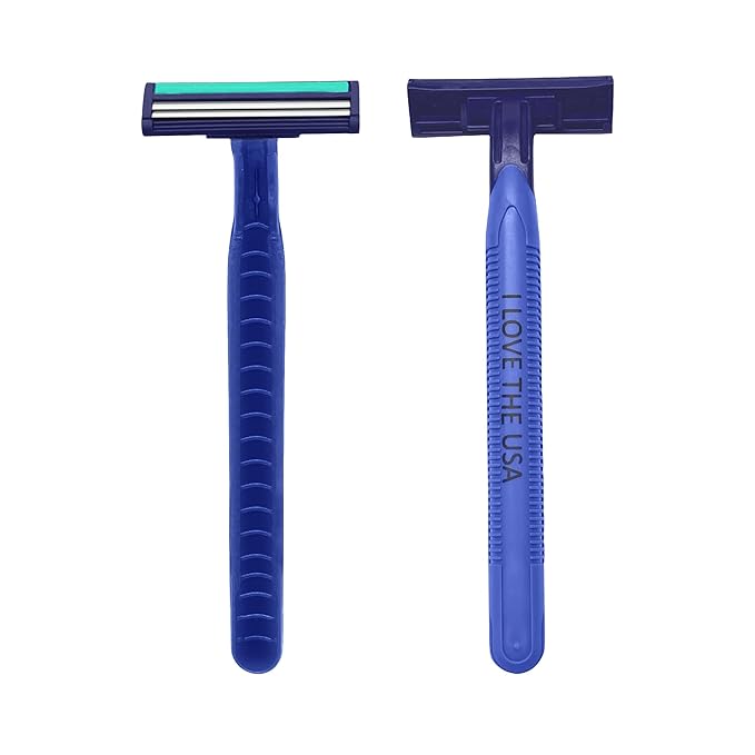 2 Blade Mens Disposable Shaving Razor, Shaving Inspiration - I LOVE THE USA, 100 Count