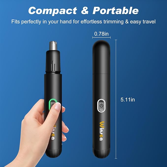 Precision Nose Hair Trimmer – 360° Safe & Efficient Electric Trimming, USB Rechargeable, Waterproof, for Nose, Ear, Eyebrows, and Beard Grooming