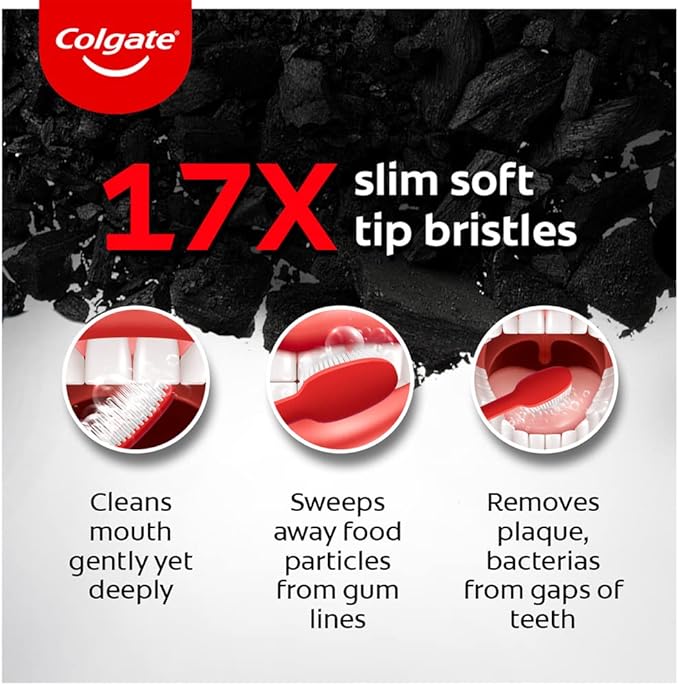 Colgate Slim Soft Charcoal Toothbrush (Buy 2 Get 2 Free) - 4 Pcs