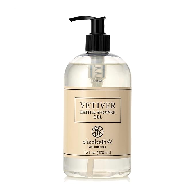 elizabeth W Vetiver Bath & Shower Gel, 16 Fluid Ounces, Clear