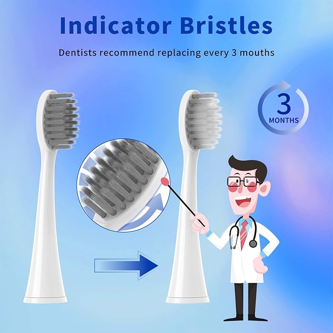 10 Pack Replacement Toothbrush Head Compatible with Burst Electric Toothbrush, YMPBO Toothbrush Heads for Burst Sonic Toothbrush, Deep Cleaning Bristle Design, White