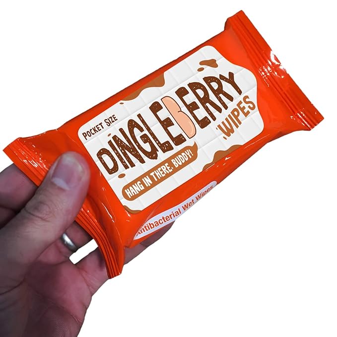 Dingleberry Wipes Pocket Size Novelty Moist Towelettes for Teen Boys Mens Stocking Stuffers Funny Poop Humor Gifts Present Unscented