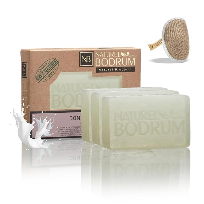 Donkey Milk Organic Soap Bar for Women and Men, Pack of 3 Glycerin Soap Bars - Skin Regeneration & Moisturizing Soap with Vitamins, Proteins & Natural Oils - Natural & Vegan Spa Gift, All Skin Types
