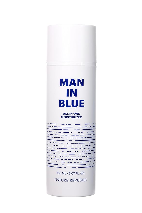 Nature Republic Man In Blue All In One Moisturizer - Daily Fresh Facial Lotion, Korean Natural Hydrating Simple Skin Care For Men Dry Beard Face, Rich, Lightweight, Aftershave, 150ml/5.07 Fl.Oz.