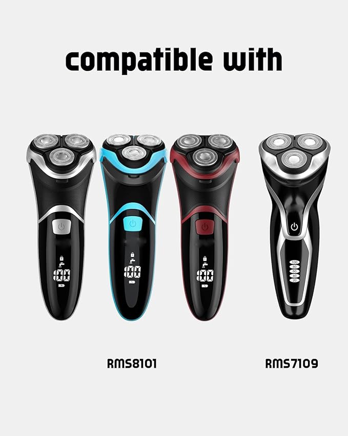 RMS8101 Blades Compatible with MAX-T Men's Electric Shaver RMS7109, 3PCS RMS8101 Replacement Blades, 2 Cleaning Brush