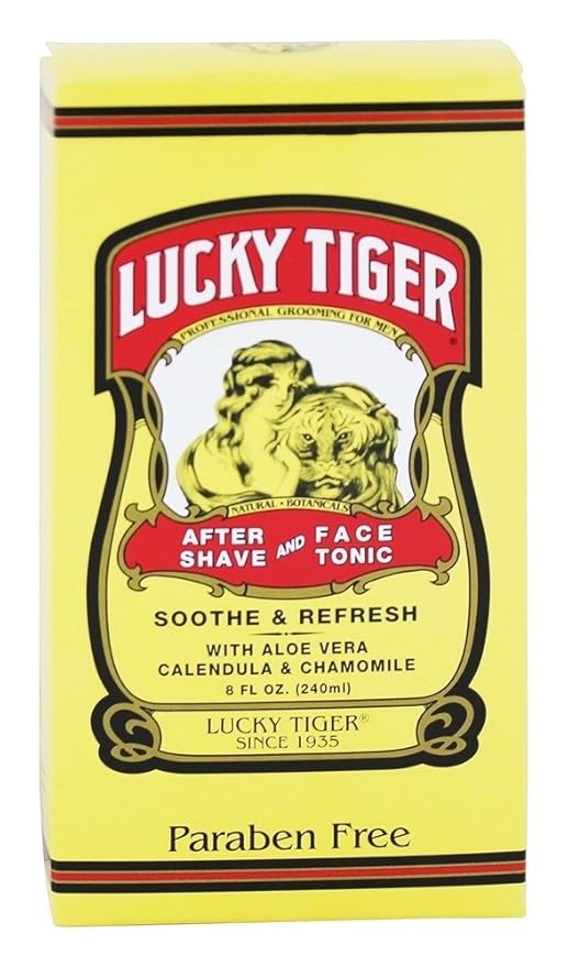 Lucky Tiger After Shave and Face Tonic (8 Fl Oz) – Alcohol-Free AfterShave Lotion for Men – Soothing Face Toner with Aloe Vera, Calendula & Chamomile for Razor Burn Treatment