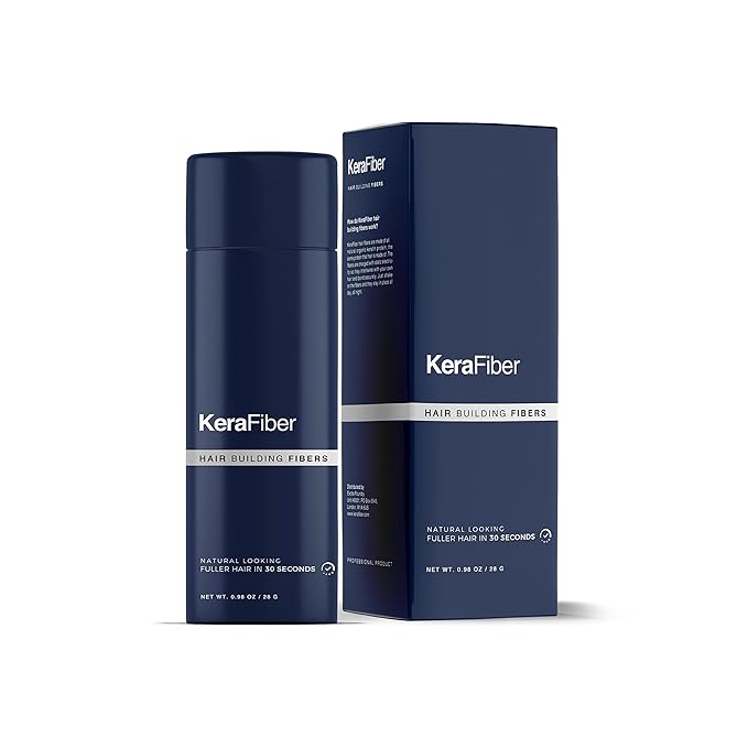 KeraFiber Professional Hair Building Fibres - Natural Keratin Hair thickener Fibres, Hair Powder for Men and Women, Full Head of Hair in 30 Seconds-Hair Fibres Black (28g/0.98oz)