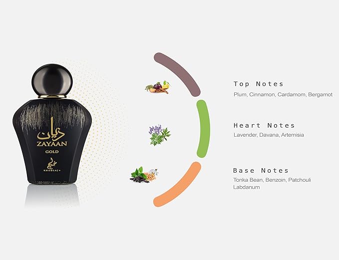 Khadlaj Zayaan Gold – Spicy, Fruity, Aromatic, Amber – Eau de Parfum Spray Long-Lasting Fragrance for Men, 3.4 Ounce / 100 ml