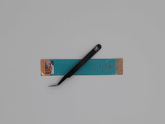 Black Curved Professional Tweezer Great For Eyebrow, Eyelash, Facial, Ear, Nose & Ingrown Hair Remover, Make Perfect Eyebrow Shapes (Black)