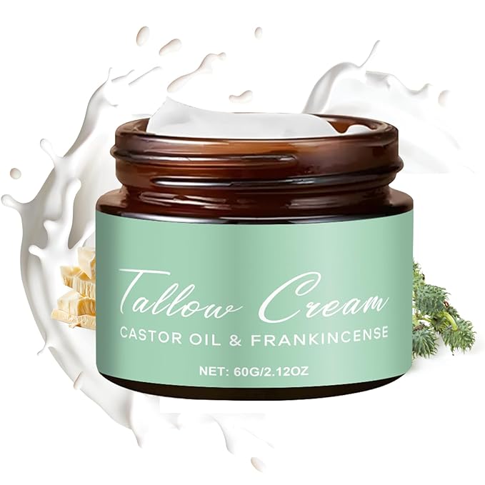 Grass-fed Tallow with Frankincense Oil & Castor oil,Tallow Moisturizer for Skin, Tallow and Manuka Honey Balm for Face & Body (1PCS)