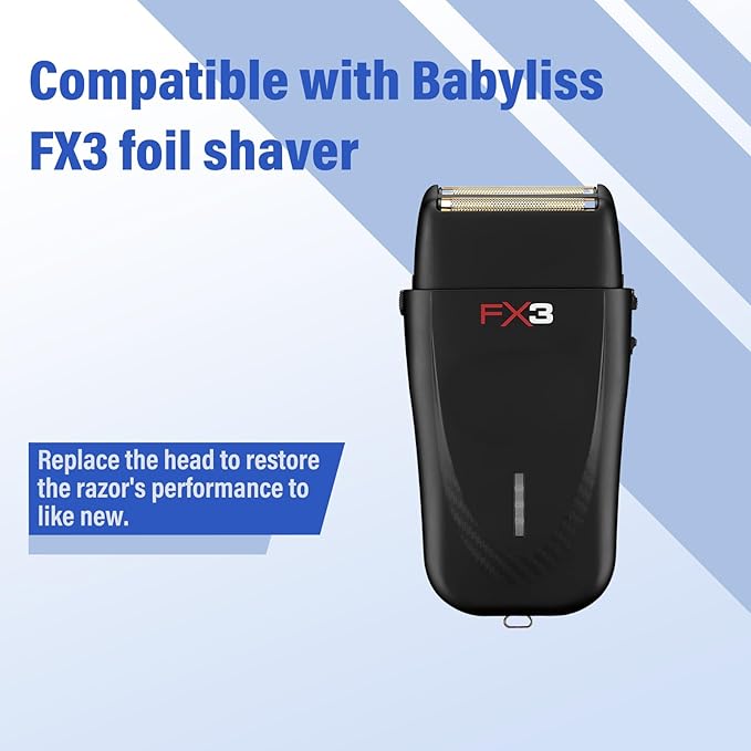 Replacement Head Compatible with BaByliss FX3 Foil Shaver, Replacement Blade Compatible with BaByliss Pro FX3 Foil Shaver Replacement Head, FXX3RFB Black Razor Replacement Foil Head with 2 Cutter-1PCS
