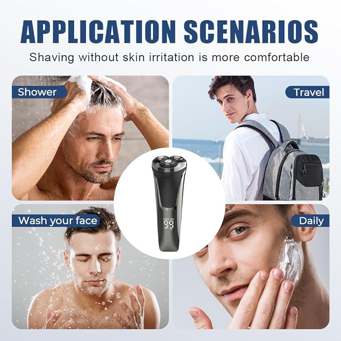 Snapbuy Electric Razor for Men, 2025 New Electric Razor 4D Rotary, Ipx7 Waterproof Electrics Razors, Wet & Dry Rechargeable Electrics Shaver LCD Display (1)