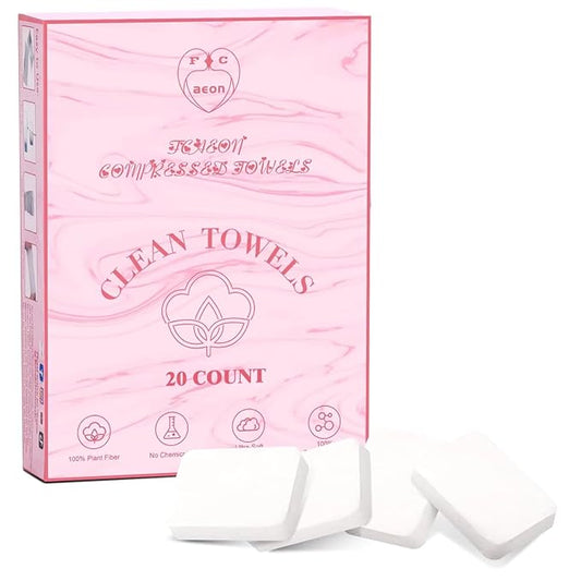 Disposable Face Towel 20 Count Compressed Towel Tablets 12×9 Inch Washcloths for Facial Cleansing Skincare Routine Hotel Stay Bathroom Gym Workout Camping Hiking Portable Travel Cloths (Pink)