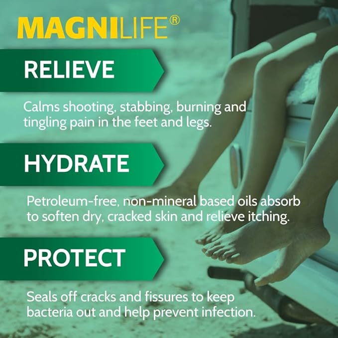 MagniLife DB Foot Cream, Calming Relief for Burning, Tingling, Shooting & Stabbing Foot Sensations - Soothes Dry, Cracked, Itchy, Sensitive Skin (4 oz Jar)