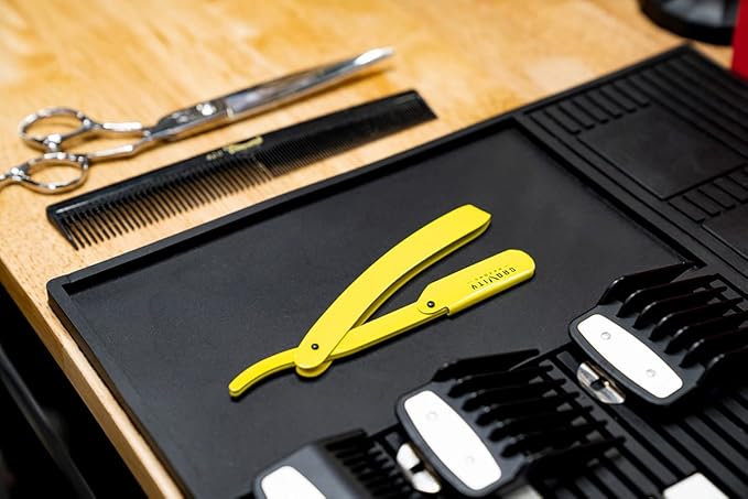 GRAVITY RAZORS Professional Straight Razor Kit – Minimal Exposure, Includes 10 Premium Blades, 0.5mm Exposed, Yellow
