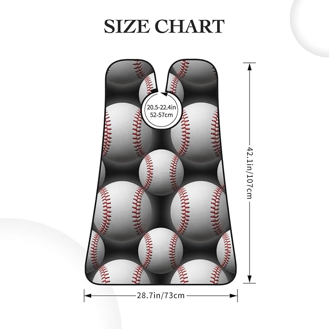 No-Slip Shaving Bib, Beard Grooming Apron with Strong Suction Cups, Sport Baseball