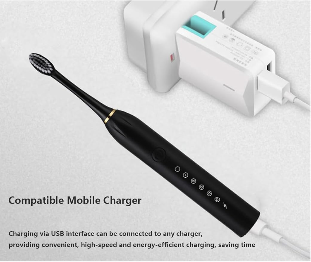 Electric Toothbrush Adult Fully Automatic Ultrasonic Toothbrush 6 Level Cleaning 42,000 VPM 2min Intelligent Timer with 4 Brush Heads Prevent Periodontal Disease and Gum Bleeding (Pink)