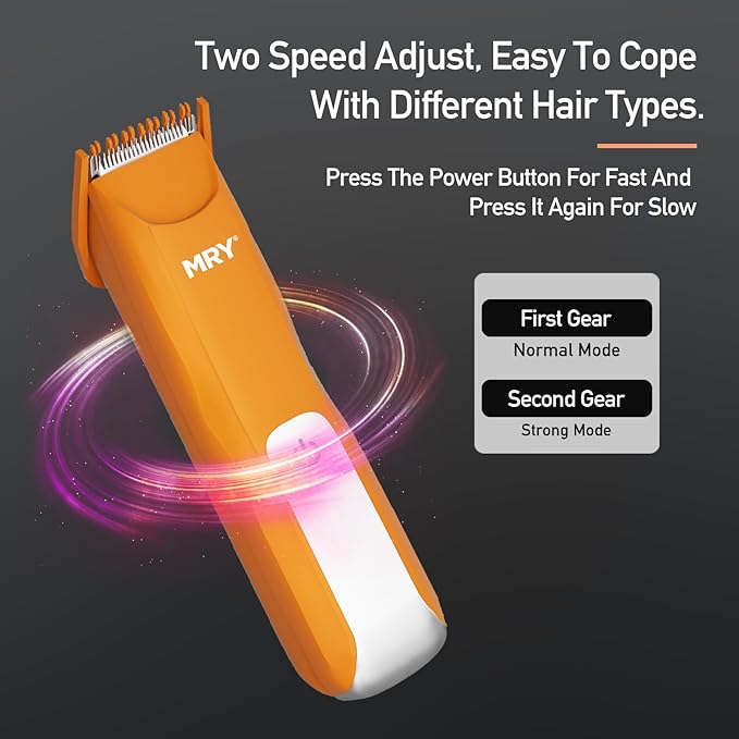 MRY Groin Trimmer for Men Women Ipx6 Waterproof USB Charging Trimmer/Light and Ceramic Blade Electric Trimmer for Men Women for Pubic/Body/Groin Grooming/Face/Legs/Facial (Orange Color)