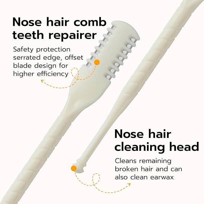 Mcbazel 5Pcs 2-in-1 Nasal Hair Cutter, Double-Sided Nose Hair Cutter, Manual 360° Rotating Nose Hair Trimmer for Men and Women, Portable, Compact, No Batteries Required - Cream Color