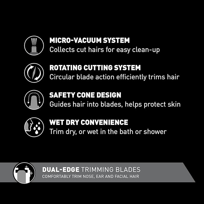 Panasonic ER430K Nose, Ear and Facial Hair Trimmer Wet/Dry with Vacuum Cleaning System