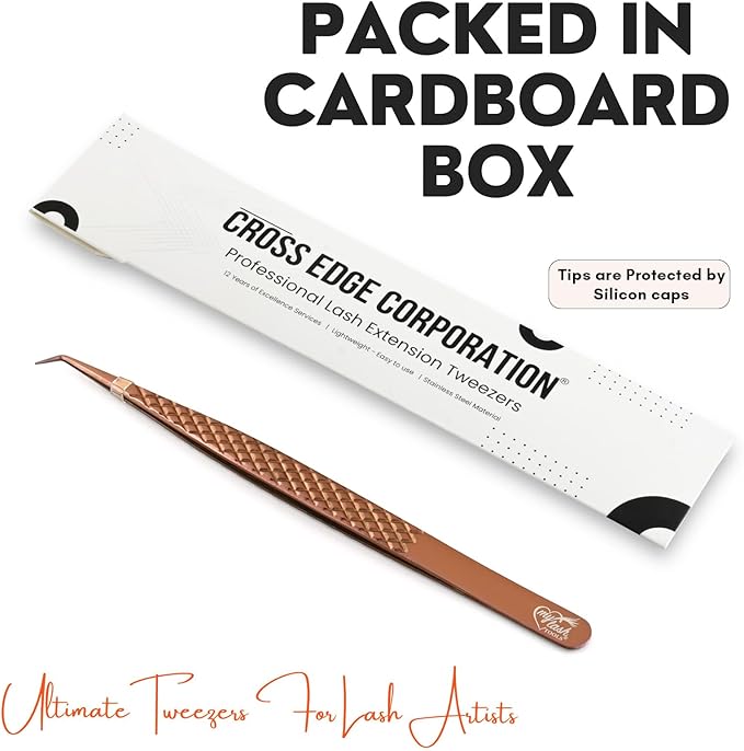 My Lash Tools Eyelash Extension Curved Degree Tweezers for Isolation Lash Extensions 14cm, Best for Individual Isolation & Classic Lashes Japanese Stainless Steel Eyelash Twisers (Copper x)