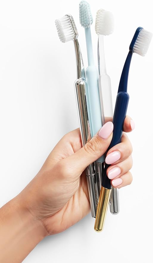 TRASK The Better Brush - Luxury Soft Bristle Dentist Designed Manual Toothbrush for Adults, Murano with Gold