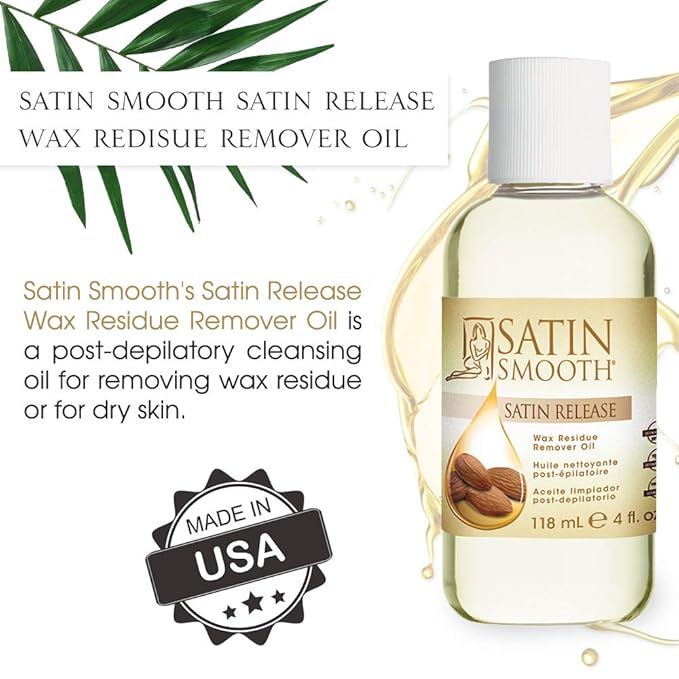 Satin Smooth Satin Release Wax Residue Remover Oil, Almond-Infused, Post-Waxing Oil, Skin Care, 4 fl. oz, 2-Pack