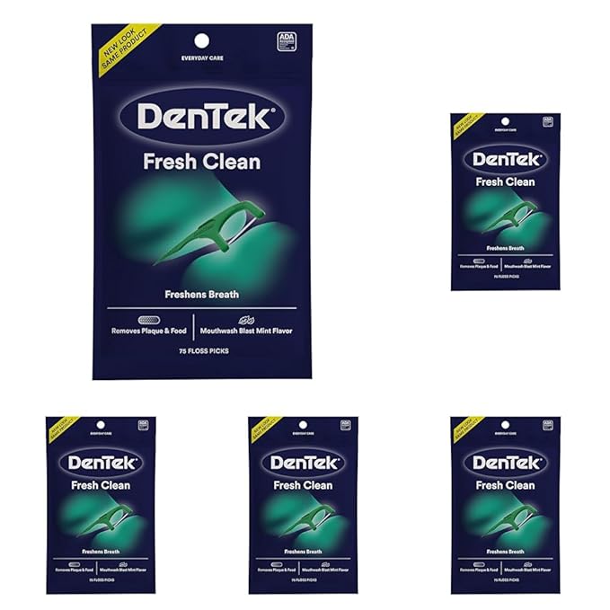 DenTek Fresh Clean Floss Picks,for Extra Tight Teeth,75 Count (Pack of 5)
