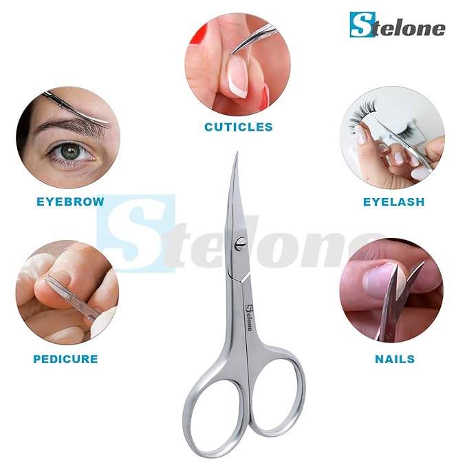 Multi Purpose Eyebrow Scissors Stainless Steel Curved Blade Cuticle Scissors for Manicure and Cosmetic, Brow Scissors for Facial Hair & Eyelash Trimming