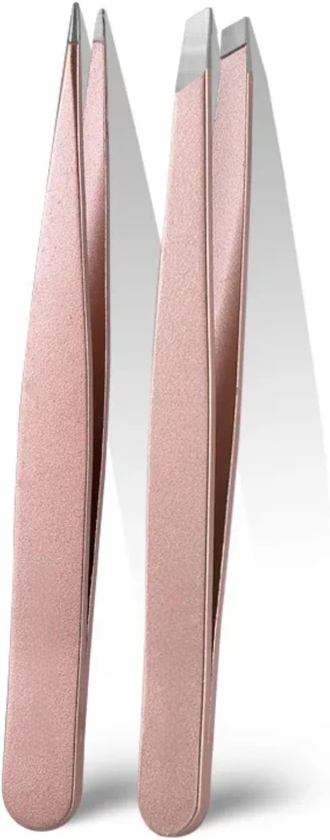 4-Piece Stainless Steel Tweezer Set - Tweezers for Eyebrows, Precision Tweezer Set for Women & Men - Ingrown Hair Tweezer, Long Lash & Eyelash Tweezers, Tweezers for Crafting (Rose Gold)