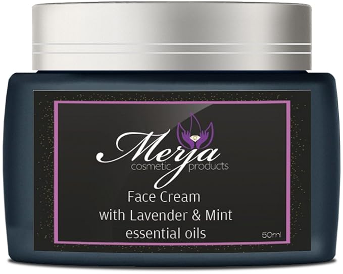 Merja Herbs Moisturizer Cream for Men with Lavender, Mint, Aloe & Collagen -Enhances Skin Elasticity -Light Floral Fragrance 50ml 1.7oz (Pack of 1)