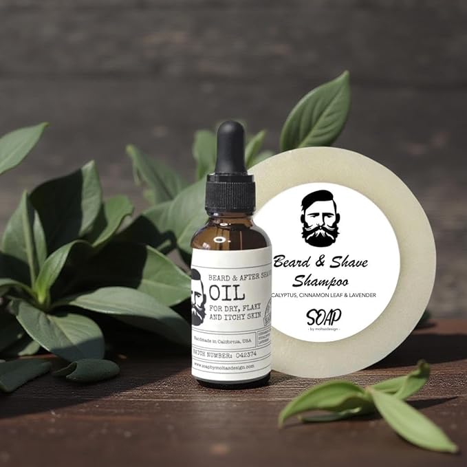 Beard/After shave oil and Beard shampoo/Shaving cream. For sensitive, flaky, itchy and dry skin. Also reduce redness after shaving.