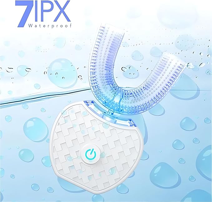 Aimery Automatic Toothbrush U Shaped Toothbrush for Adults 360° - Ultrasonic U-Automatic Toothbrushes for Teeth Whitening - Wireless Charging & LED Light - Waterproof IPX7 Certified