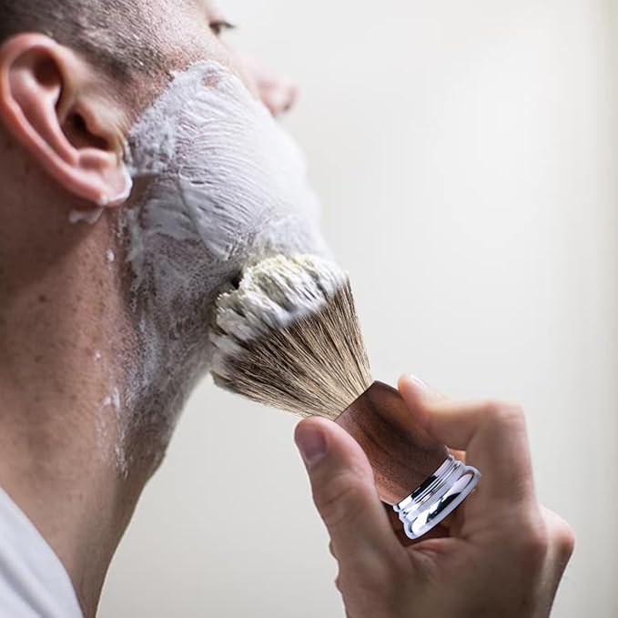 Grandslam Luxury Badger Shaving Brush Handmade Pure Badger Hair Brush with Wood Handle Heavy Alloy Base + Badger Bristle