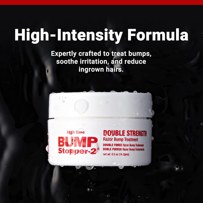 High Time Bump Stopper 2 Double Strength Ingrown Hair Cream for Face and Body | Aftershave Lotion for Men and Women | Razor Bump Balm | 0.5 OZ (2 Pack)
