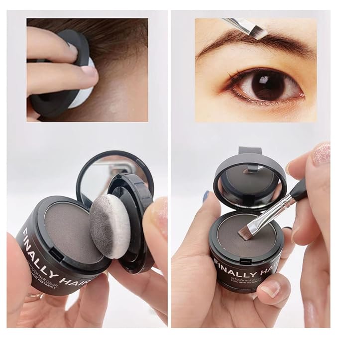 Finally Hair Dark Chocolate Brown Dab-on Hair Fibers & Hair Loss Concealer, Hairline Creator, Eye Brow Enhancer, and Beard Filler. Dab-on Hair Fiber Shadow Powder (Dark Chocolate Brown - Brown/Black)