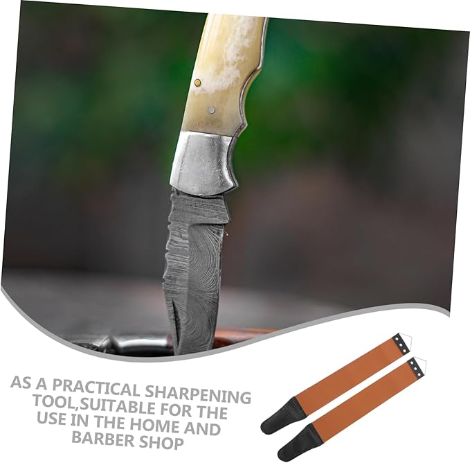 Double-sided Razor Strop 2pcs Stainless Steel Sharpening Strap Genuine Leather Convenient Home Use Shaver Sharpening Tool for Men Random Color