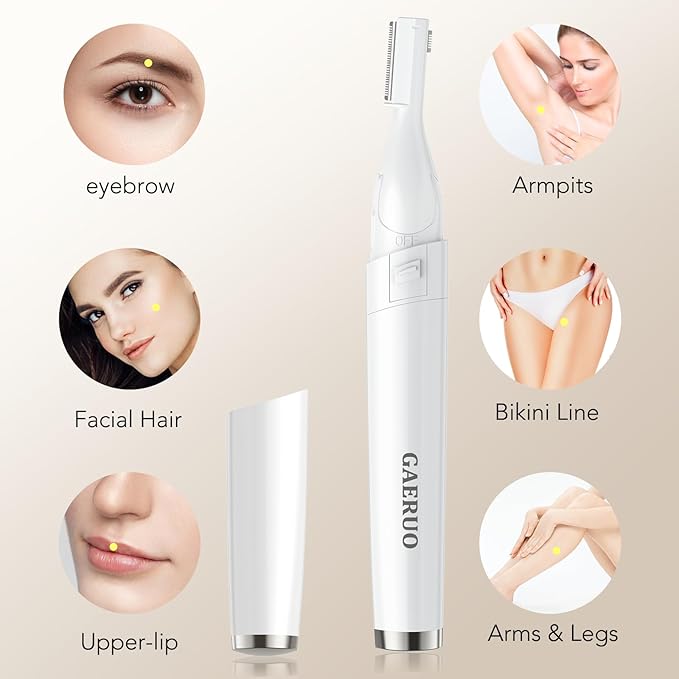 GAERUO Eyebrow Trimmer,Electric Eyebrow Razor for Women,Painless Facial Hair Remover for Face Lips Armpit Leg Body,Battery-Operate