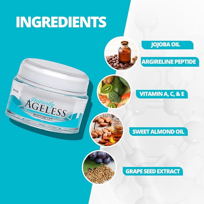 Instantly Ageless Moisture Lift - Argireline Peptide Skin Care Face Moisturizer - Enhance Your Beauty With Firming Daily Moisturizer & Wrinkle Cream - Age Defying Gifts for Women - 1.7 Oz