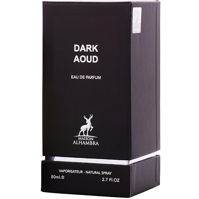 Maison Alhambra Dark Aoud – Spicy, Woody, Oud, Oriental – Eau de Parfum Spray Long-Lasting Fragrance for Unisex, 2.7 Ounce / 80 ml