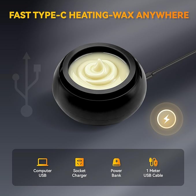 Nose Wax Kit Men, Nose Ear Hair Waxing Kit with 100g Nose Wax, Painless Nose Ear Hair Removal Kit, Smart Constant Temp, USB Fast Heat, Upgraded Capacity, Multi-Accessories