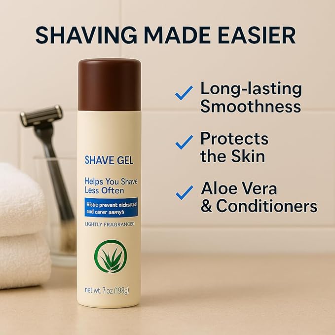 Shaving Gel with Aloe for Men and Women, Lightly Scented, 7 oz
