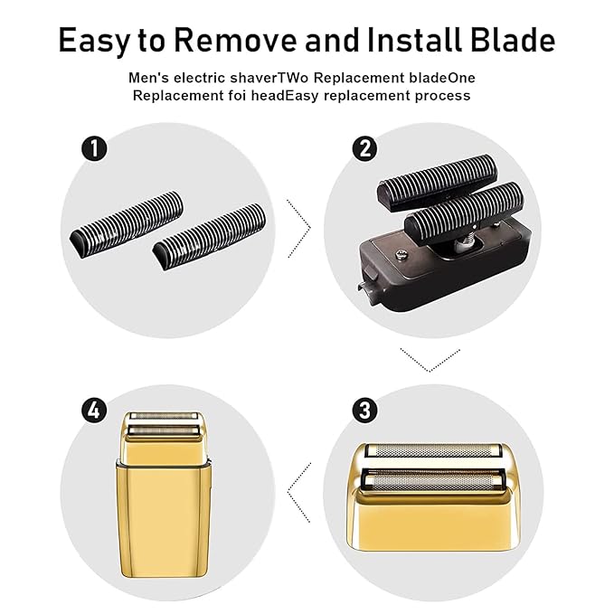 Shaver Replacement Foil and Cutters compatible with BaBylissPRO Barberology Double FXFS2 (2PC Gold)