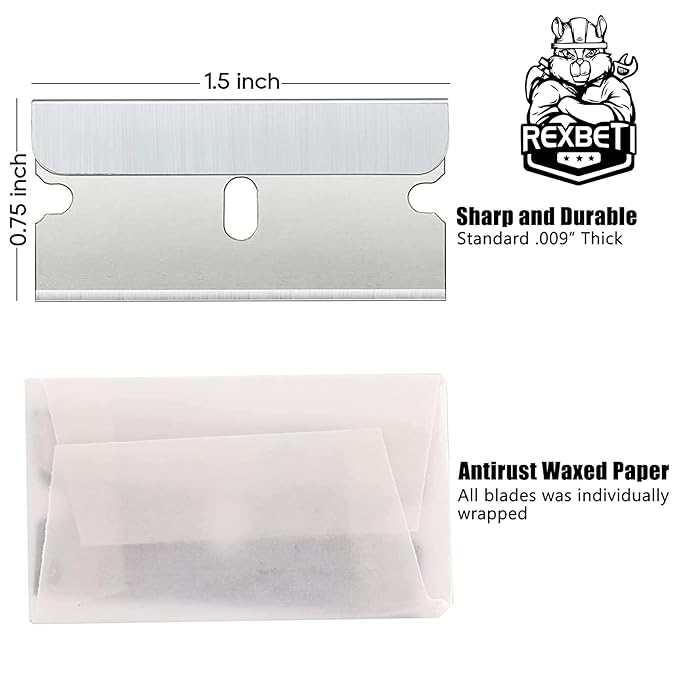 REXBETI 600PCS Single Edge Razor Blades, Industrial , Box Cutter Replacement Blades, Glass Scraper Blades