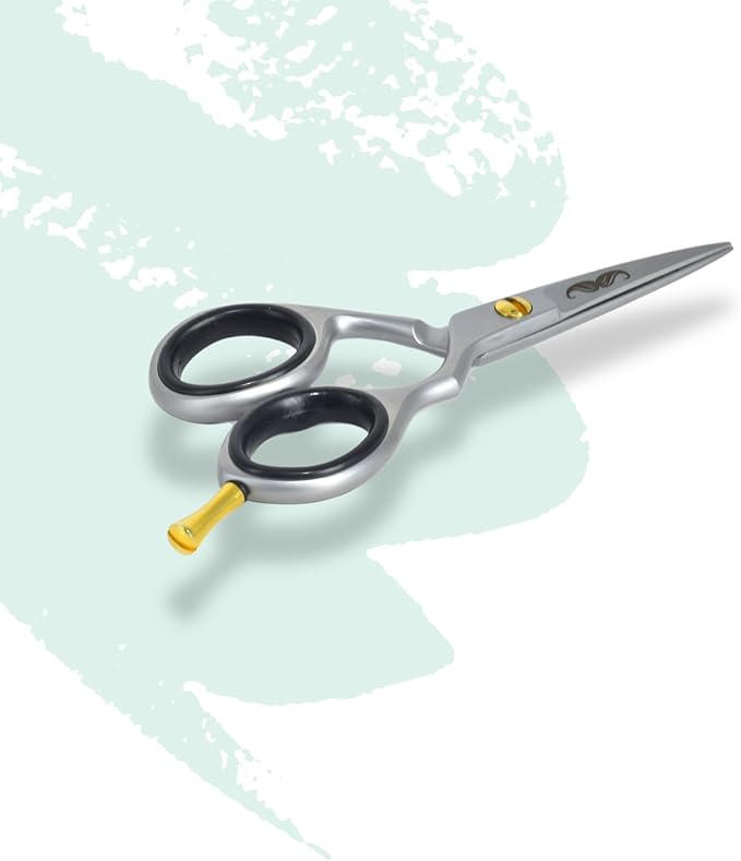 Rounded-Tip Trimming Scissors for Men – Stainless Steel High Carbon Beard, Mustache, and Ear Hair Grooming Scissor (Silver-Pointy-Tip)